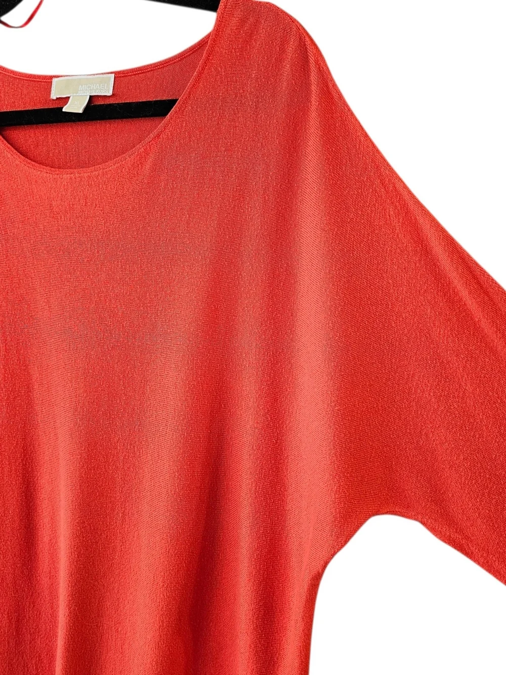 Michael Kors Coral Orange Lightweight Dolman Sleeve Sweater XL Hi Low Hem